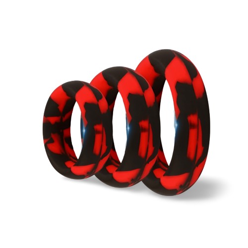 Zestaw pierścieni erekcyjnych Pack 3 Silimix Cockrings Red-Black
