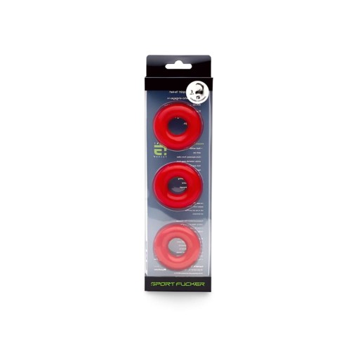 Sport Fucker Chubby Rubber Cockring 3-Pack - Red