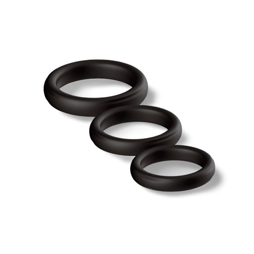 Set of 3 Silicone Cockring Set Black