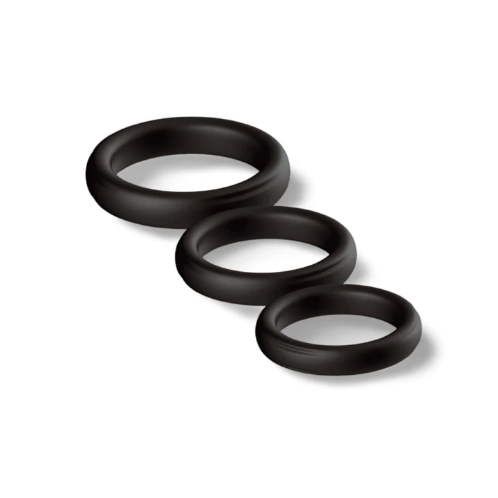 Set of 3 Silicone Cockring Set Black