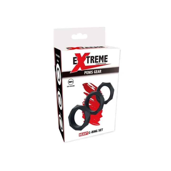 Hidden Desire Set of 3 Black Heavy C-Ring Silicone Cockrings