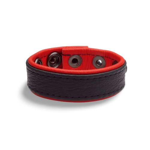 Saxos Leather Cockring Red Skórzany cockring premium z naturalnej miękkiej skóry czerwony