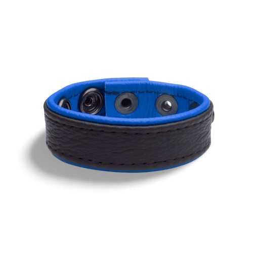 SAXOS Leather Cockring Blue Skórzany cockring premium z naturalnej miękkiej skóry niebieski