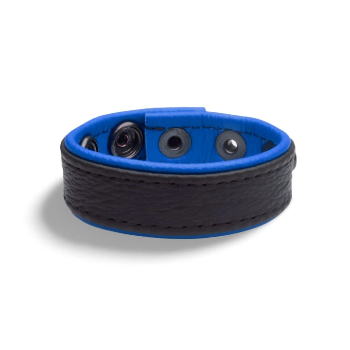 SAXOS Leather Cockring Blue Skórzany cockring premium z naturalnej miękkiej skóry niebieski