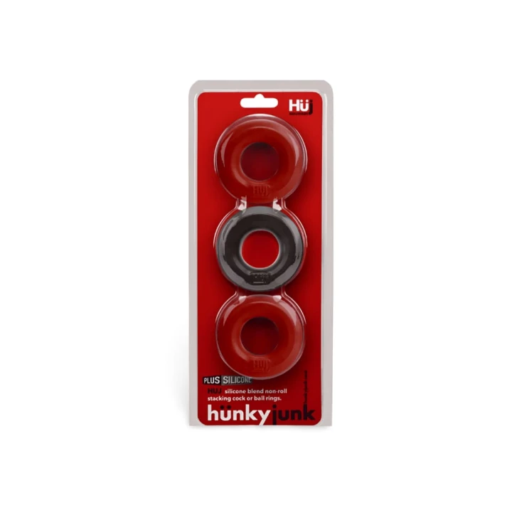 Hünkyjunk Cockring 3-Pack - Cherry + Tar Ice