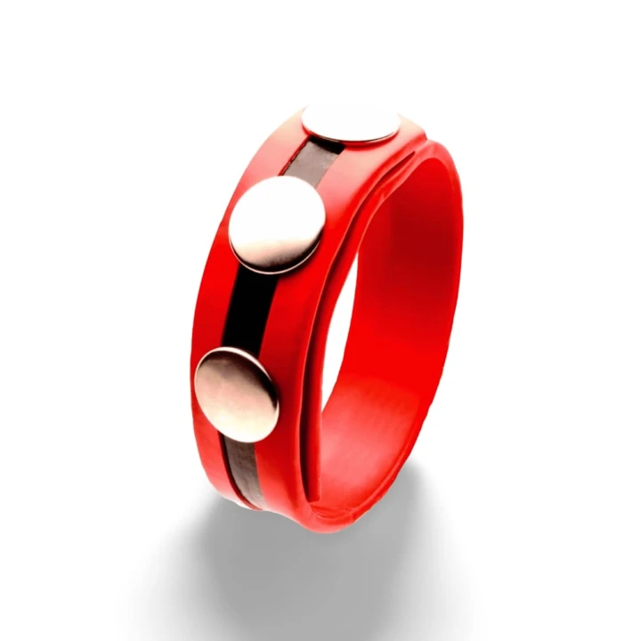 Gumowy C-RING Cockring Rubber 3 snaps Red