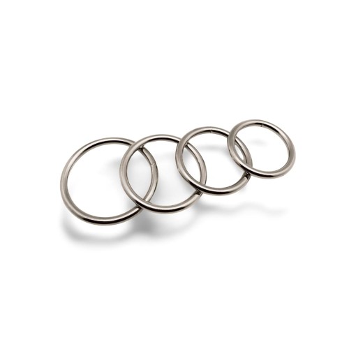 Set of 4 metal cock rings ROUND LIGHT | Diameter from 35 to 50mm