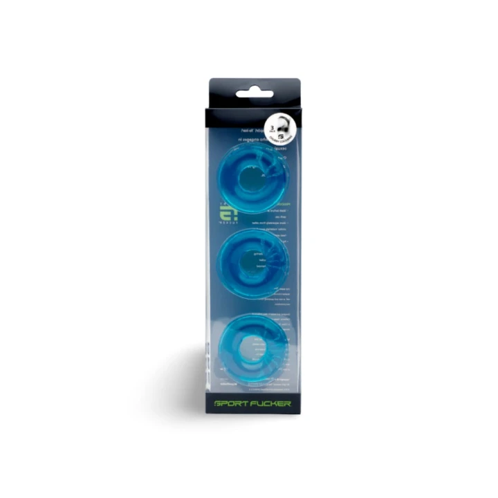 Sport Fucker Chubby Rubber Cockring 3-Pack - Ice Blue