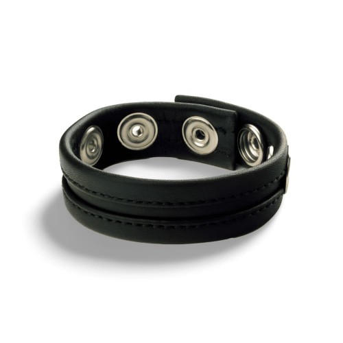 Skórzany pierścień erekcyjny Leather Cockring 3 snaps Black