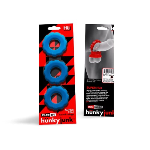 Hünkyjunk SUPER HUJ 3-pack Cockrings Teal Ice
