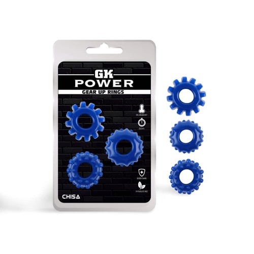 Set of 3 Soft Cockrings Gear Up Blue