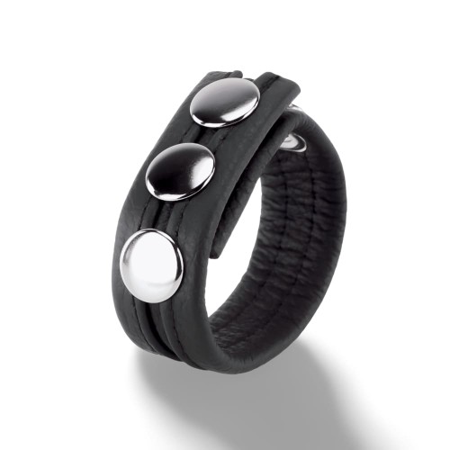 Leather Cockring 3 Pressions Black