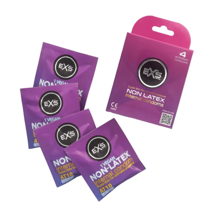 EXS Prezerwatywy wewnętrzne EXS bez lateksu Non-Latex Internal Condoms - 4 Pieces