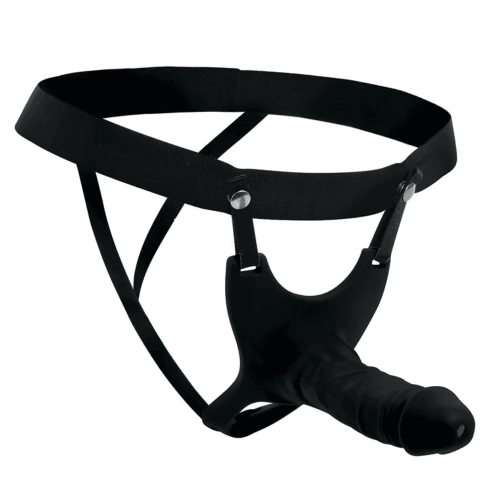Strap-on z pustym dildo SM Hollow Silicone Dildo czarny silikon