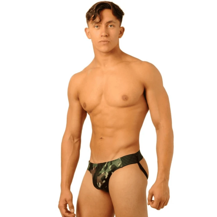 Skórzany jockstrap FIST Leather Camo premium skóra moro