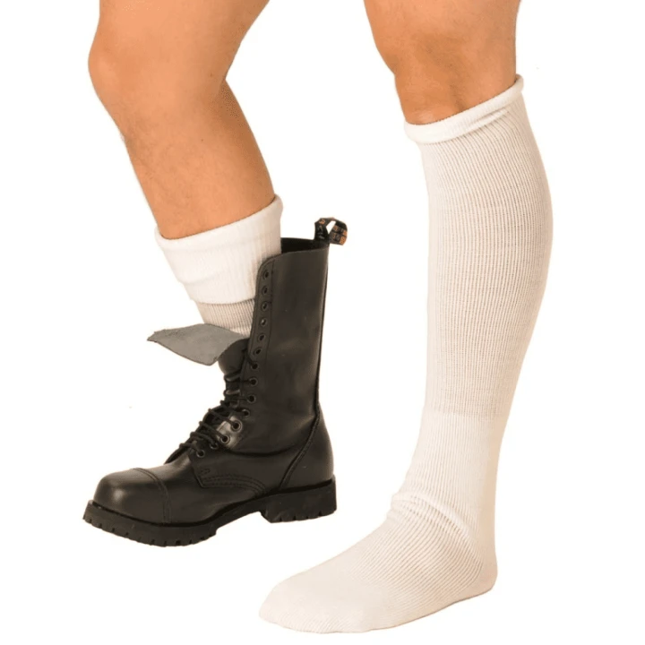 Fetyszowe skarpety FIST Boot Socks White za kolano białe