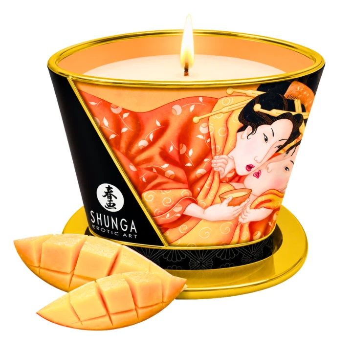 Świeca do masażu Shunga Massage Candle Mango 170 ml z olejkiem do masażu ciała.png